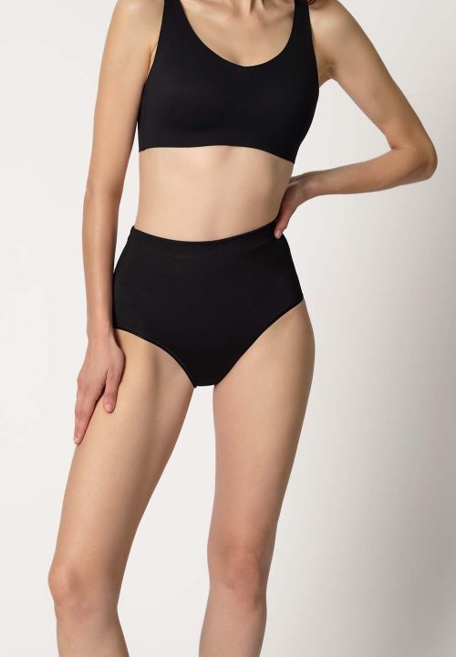HUBER Basic spodnje hlačke visoki pas ženske Perfect Shape črne