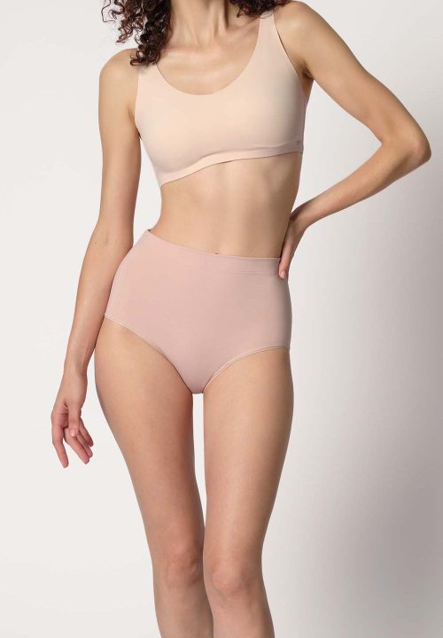 HUBER Basic spodnje hlačke visoki pas ženske Perfect Shape Dusty rose