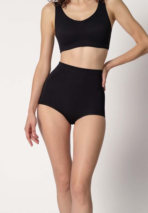 HUBER Basic spodnje hlačke visoki pas ženske Perfect Shape črne