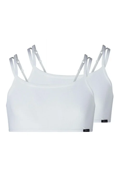 SKINY Basic crop-top dekliški Essentials bel 2-kos