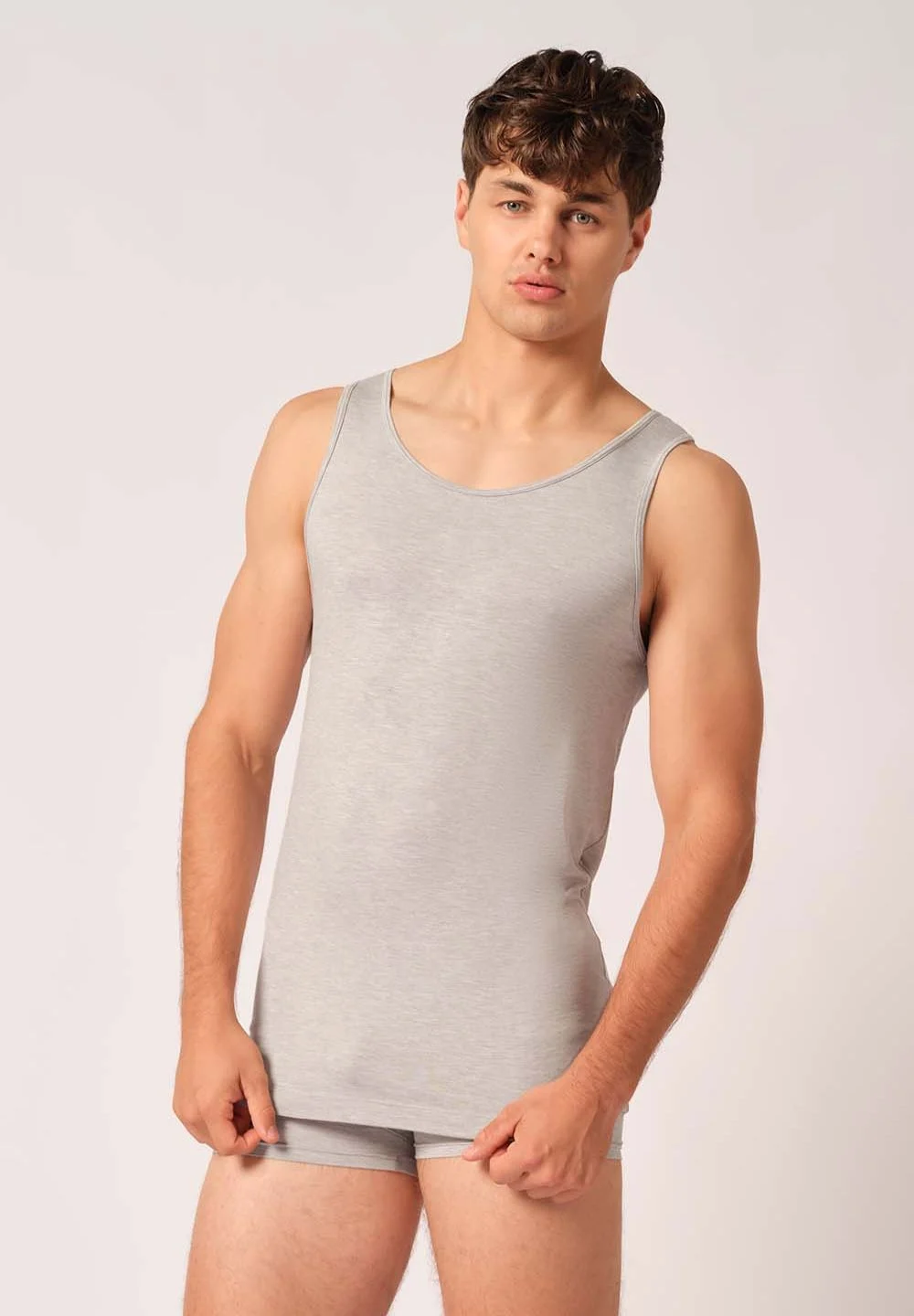 SKINY Basic Bamboo spodnja majica brez rokavov moška Stone Siva