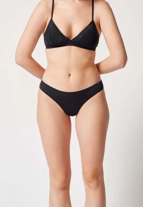 SKINY Basic Lace spodnje hlačke tangice Črne